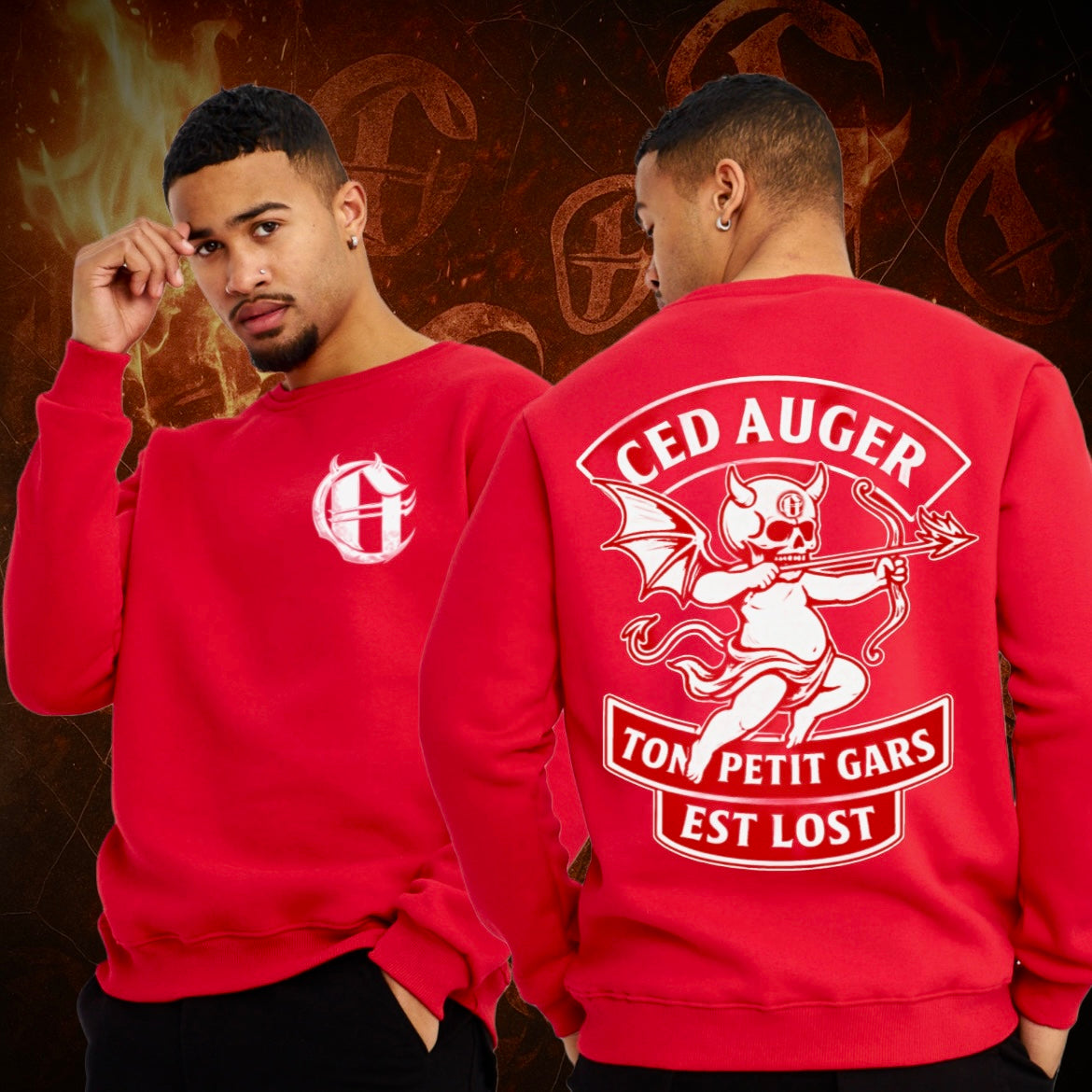 Crewneck Rouge ‘’Ton petit gars est lost’’